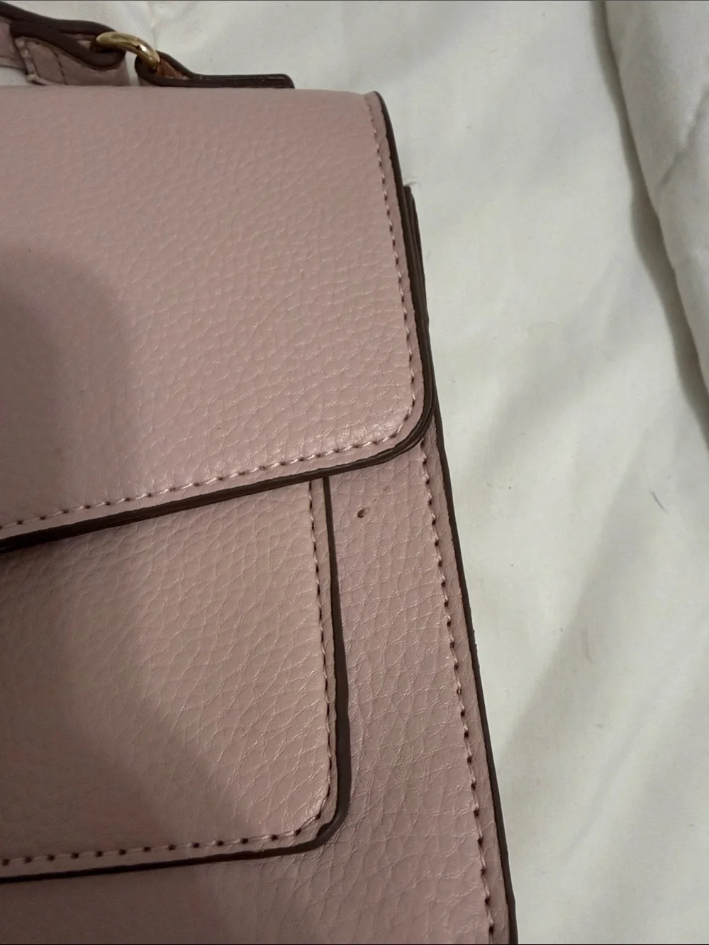 Anne Klein Blush Pink Pebbled Leather Satchel with AK Logo